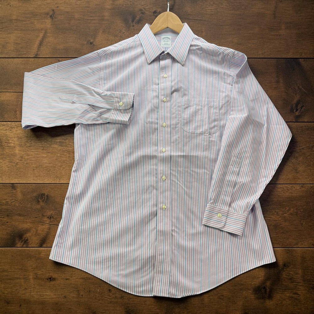 Brooks Brothers Slim Fit Non-Iron Supima Cotton Striped Dress Shirt 16-34 Pink